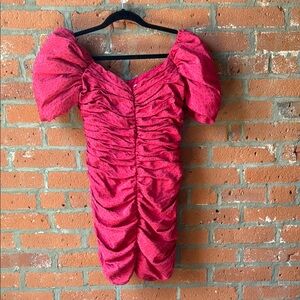 Elegant Red Ruched Women's Dress